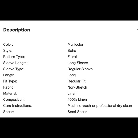 100% Linen Floral Blouse NEW 20 4X 4XL Watercolor Long Sleeve Button-up Collar - Picture 6 of 7